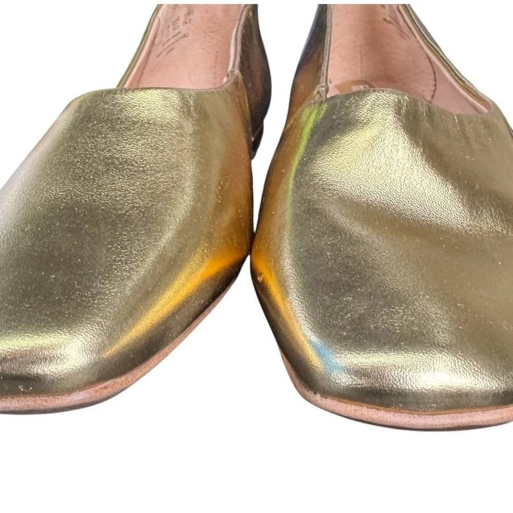 Franco Sarto Womens Luana Gold Metallic Square Toe Ballet Flats Size 8M NWOT